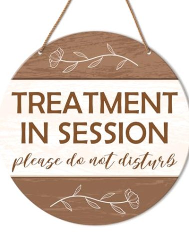 Treatment in Session Door Sign, in Session Door Hanging Sign for Therapists Counselor Therapy Office Spa Room Reiki Studio Decor Do Not Disturb Door Sign Rustic Wall Decorations Massage in Session