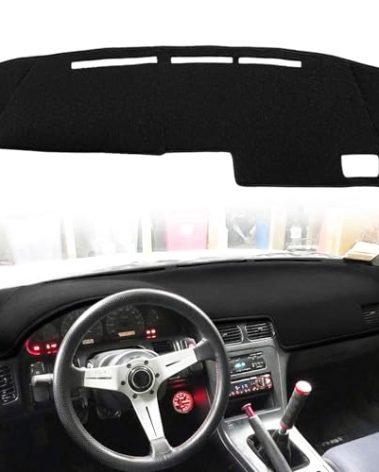 Dash Cover Mat Custom Fit for Nissan 240SX S13 Without Heads-up Display, Dashboard Pad Carpet Protector (Black) K190