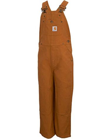 Carhartt Boys Canvas Bib Overalls (Lined and Unlined), Carhartt Brown Canvas, 12