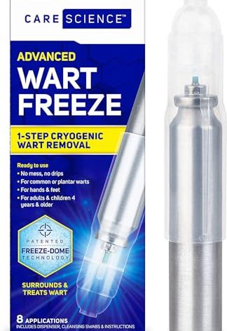 Care Science Wart Remover Freeze, 8 Applications | 1-Step Wart Removal for Common Warts on Hands, Elbows, Knees, and Feet