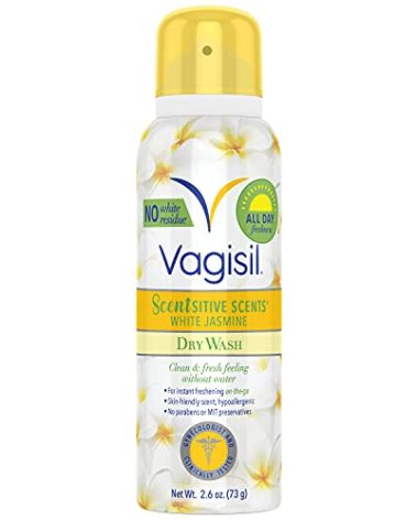 Vagisil Scentsitive Scents Feminine Dry Wash Deodorant Spray for Women, Gynecologist Tested, Paraben Free, White Jasmine, 2.6 Ounce (Pack of 1)