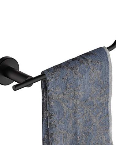 JQK Black Hand Towel Holder, Stainless Steel Towel Bar for Bathroom, 9 Inch Necklace Holder Matte Black Wall Mount, TR100-PB