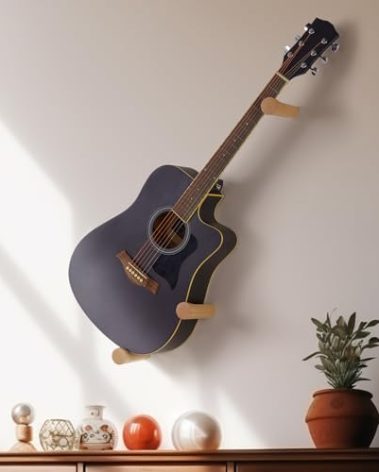 DAZZLIFE Acoustic Horizontal Guitar Hangers for Wall Wooden Wall Mount (Wood Color)