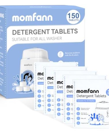 MOMFANN Professional Deep Cleaning Detergent Tablets for All Baby Bottle Washers, Washer Tablets for Bottle Washer and Sterilizer and Dryer, Easy to Use (150Pcs)