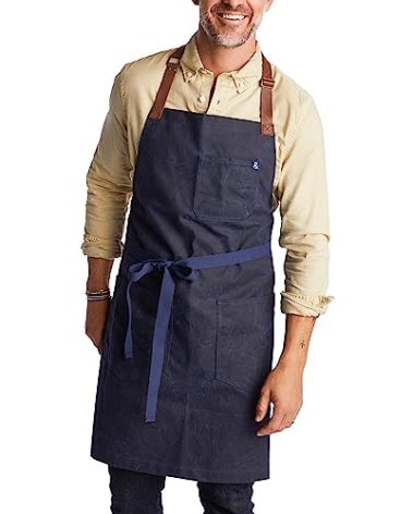 hedley & bennett Waxman Apron - 100% Cotton, Water Resistant, Heavy Duty Waxed Canvas Apron with Pockets & Adjustable Strap for Grilling, Baking, BBQ, Cooking - Professional Chef Apron - Atlantic