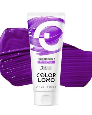 COLORLOMO Semi Permanent Hair Color - 6 oz Color Depositing Conditioner with Shea Butter & Almond Oil- Color Conditioner Depositing Hair Mask for Bleached Hair- Vegan & Sulfate Free - Purple
