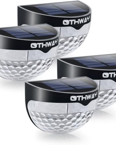 OTHWAY Solar Fence Post Lights Wall Mount Decorative Deck Lighting (Black, 4 Packs)