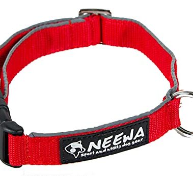 Neewa Easy Fit Dog Collar (One-Size-Fits-All, Red); Heavy Duty Material and Long Lasting Colors - Ideal for Small, Medium and Large Dog Walking - Easy to Connect to The Leash