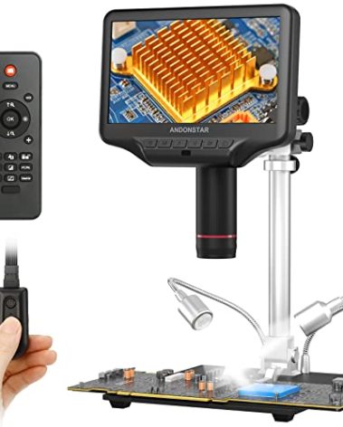Andonstar AD407 Pro 3D HDMI Soldering Digital Microscope with Pro Metal Stand 4MP UHD and 7 inch Adjustable LCD Screen USB Video Microscopes for Phone Repairing SMT SMD DIY