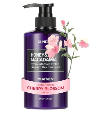 KUNDAL Honey & Macadamia Natural Conditioner, Korean Hair Care Damage Repair, Deep Hydration, Long Lasting Fragrance, with Honey, Argan Oil, Macadamia Oil 16.9fl oz (Cherry Blossom)