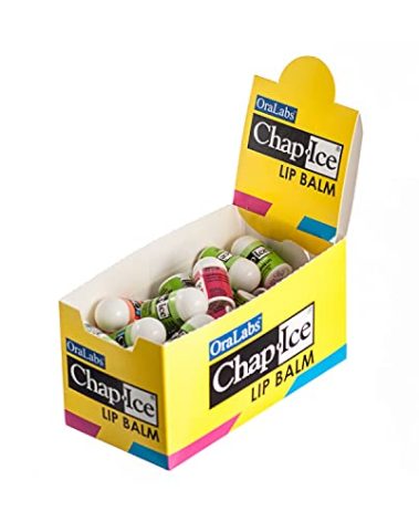 Chap-Ice® | Premium and Traditional Lip Balm for Chapped, Dry, or Windburned Lips | Pocket Size Display with Assorted Flavors - Cherry, Citrus Orange, Kiwi Lime - 50 Mini Sticks (0.10oz/3g)