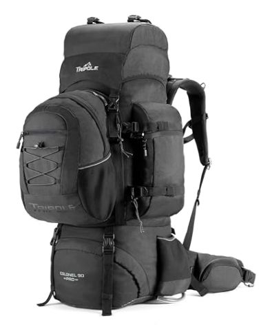 Tripole Colonel Pro Metal Frame Rucksack Front Opening Detachable Bag (Black, 90 Litres)