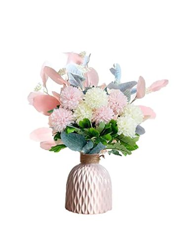 NAWEIDA Artificial Flowers with Vase Flower Arrangements for Home Decoration