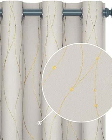 Deconovo Blackout Curtains - Thermal Insulated, Noise-Reducing Window Drapes for Bedroom, Living Room -2 Panels, Beige, 52W x 84L