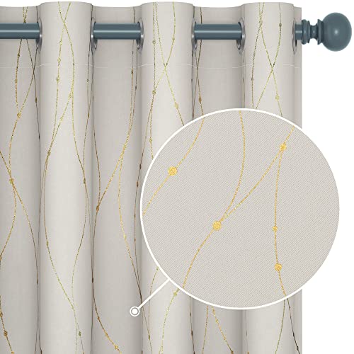 Deconovo Blackout Curtains - Thermal Insulated, Noise-Reducing Window Drapes for Bedroom, Living Room -2 Panels, Beige, 52W x 84L