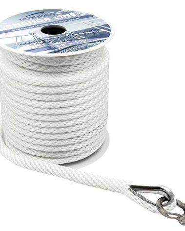 YOUNG MARINE Made 3/8 Inch 100FT 150FT Premium Solid Braid MFP Anchor Line Braided Anchor Rope/Line with Thimble (3/8" x 50')