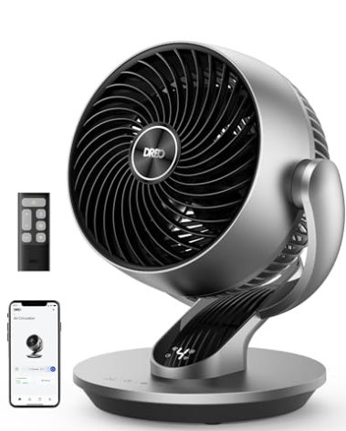 Dreo Smart Fan for Bedroom,120° Vertical and 90° Oscillating Fan with Remote/Voice, 13 Inch Height Quiet Air Circulator for Whole Room, 70 ft, 4 Speeds, 5 Modes, 12H Timer, Desk Fans for Home, Office