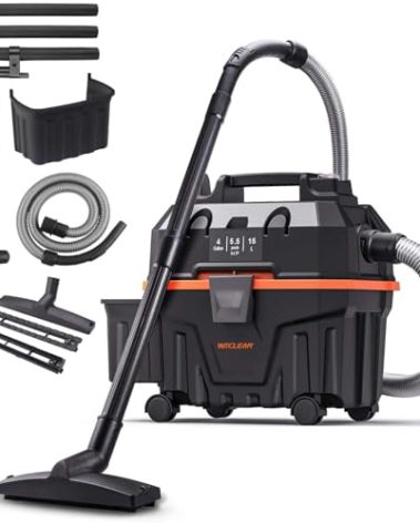 WECLEAN 4 Gallon 5.5 Peak HP Commercial Wet Dry Vacuum Cleaner Shop Vac for Outdoor Patio Wet & Dry Construction Shop Vac with Blower Gift for Father