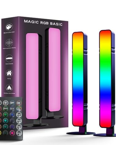 MICTUL LED Light Bar, Music Sync RGB Light Bar, USB Ambient Lamp, Color Changing Gaming TV Backlight with Remote Control, 15 Dynamic Modes for Room Gaming Decoration