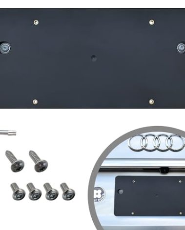 Rear Bumper License Plate Bracket for Audi Q5 SQ5 2009-2025 Plate Holder Set w 8 Unique Screw Bolts & Wrench Kit, Mounting Kit, Quality Plate Holders