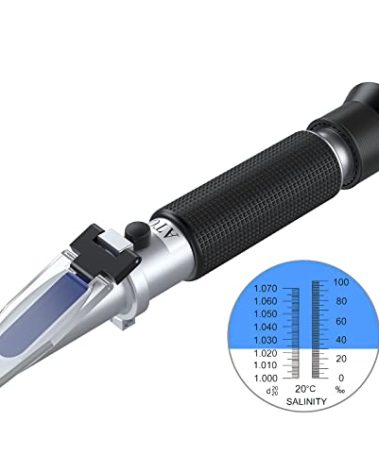 AUTOUTLET Salinity Refractometer Saltwater Aquarium for Seawater, Pool, Tank, Marine, Fishkeeping, 0-100PPT & 1.000-1.070 Salinity Tester with ATC Function Salinity Hydrometer Kit