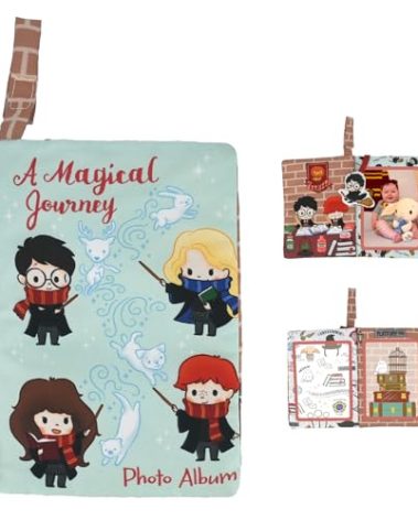Kids Preferred Harry Potter Baby Photo Memory Album Crinkle Soft Sensory Book Holds 3 4"x6" Photos with Soft Fabric for Babies, 6.25x9 Inch
