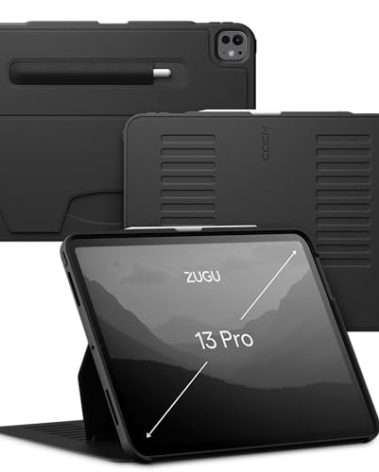 Zugu Case for iPad Pro 13 (M4) 2024, Slim Protective Cover with Apple Pencil Holder, Auto Wake/Sleep, Multiple Viewing Angles, iPad Pro 13 Inch Cover, Phone Protectors, Black