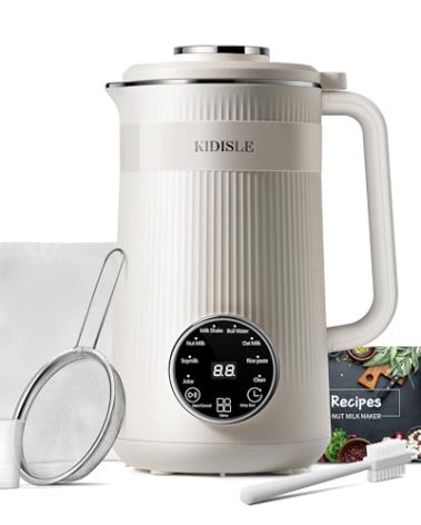 KIDISLE 8 in 1 Nut Milk Maker Blender, 32oz Homemade Soy, Almond, Oat, Coconut, Plant Based and Non Dairy Beverages, Automatic Soybean Machine With Delay Start/Keep Warm/Boil Water, Cream