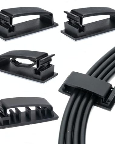 Helboar Cable Clips 50PCS, Self Adhesive Cable Management Clips, Cord Organizer Wire Clips Cord Holder for Appliances PC Wall Ethernet Cable Under Desk Nightstand Home Office Car