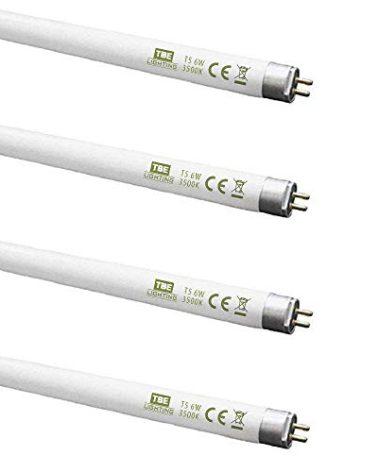 TBE LIGHTING 6w / 9 inch 3500K Soft White Tubes - F6T5/SW G5 2-Pin Base Fittings - T5 High Efficiency Lamps (4-Pack)