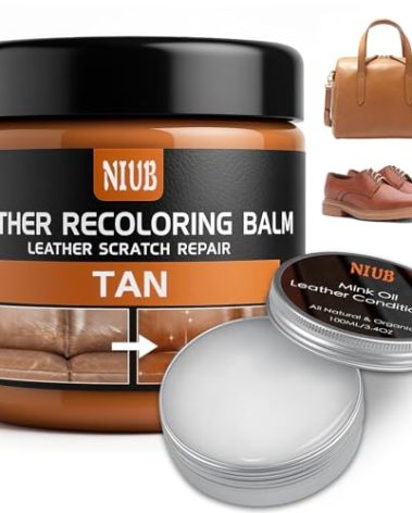 NIUB Leather Recoloring Balm Leather Color Restorer Scratch Repair Leather Paint for Furniture Couches Car Seats Shoes Bags Leather Dye and Scratched Leather with Leather Conditioner - TAN