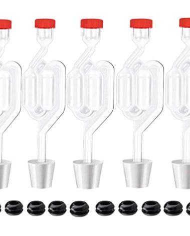 Zazolyne 5ct. S - Shape Airlock with # 6 Stopper 5pcs & Grommets 10pcs,Bubble Fermentation Airlock for Brewing Wine Making Sauerkraut Kimchi (Improved Version)