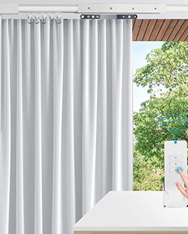 Electric Celling Curtain Tracks 87"-244" Smart Curtains Motorized Opener Curtains Rods with Remote Control (236'')