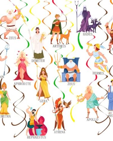 Greek Mythology Party Hanging Swirls 20PCS Greece Gods Party Decorations Goddesses Hanging Decoration Ancient Greek Mythology Cutout Streamers for Birthday Baby Shower Supplies