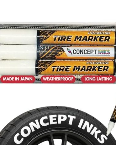 ConceptInks Premium Tire Marker Pens, White Waterproof Paint Markers For Car Tire Lettering, Made In Japan (3 Pack-White)