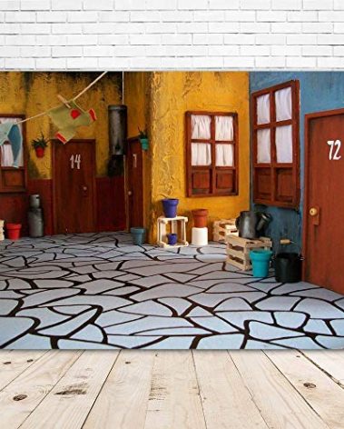 Vinyl Photography Backdrop El Chavo Del Ocho Nuestra House Living Room Photo Background 7x5ft Custom Mexican Animation Backdrop for Kids 1st Birthday Party Decorations Cake Table Banner