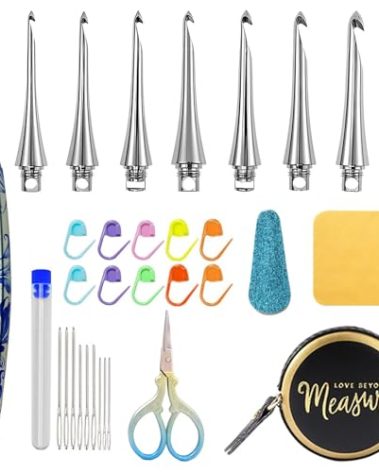 34 in 1 Interchangeable Crochet Hook Set - 3mm-8mm Ergonomic Crochet Hooks Set- Handle Crochet Hook Set for Beginners and Advanced Crafters