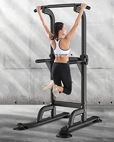 SogesPower Power Tower Dip Station Pull Up Bar for Home Gym Adjustable Height Strength Training Workout Equipment