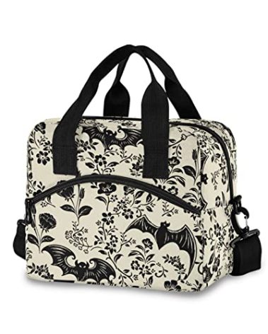 CBBYY Goth Bat Lunch Bags for Women Men, Reusable Insulated Lunch Box, Adjustable Shoulder Straps Tote Lunch Bag for Work Picnic School