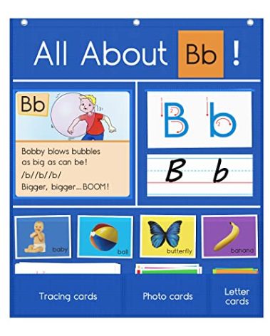 Auchq All About Letter Pocket Chart, Letter of The Day/Week Activity Wall-Provides Student Daily Practice in Learning The Alphabet, Chants, Words-Great for Classroom Homeschool 34" x 27"