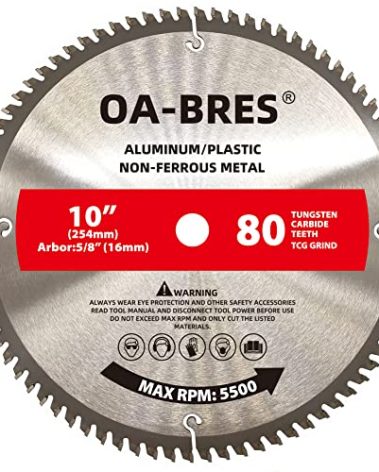 10 Inch 80T Aluminum Non-Ferrous Metal Saw Blade with 5/8-Inch Arbor, Upgrade TCG Grind