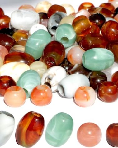 240Pcs Acrylic Barrel Beads 17mm*13mm +Round Beads 12mm Macrame Crafts Large Hole