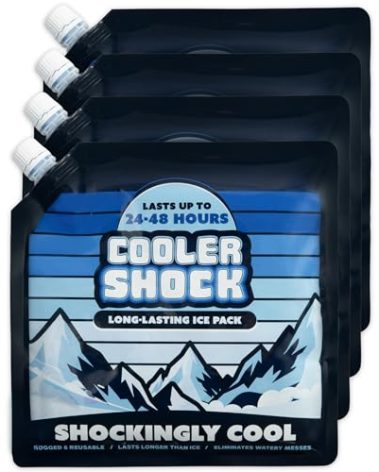 Cooler Shock Ice Packs for Cooler - Long Lasting, Reusable Freezer Packs for Coolers, Camping Gear, Fishing, Road Trips, Beach Must Haves, Medium