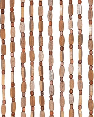 Osunnus Handmade Bamboo Beaded Curtain for Doorway 35.5 x 75 Inches 52 Strands Hanging Door Beads Hippie Curtain for Bedroom Living Room Boho Rustic Home Store Decor, Brown