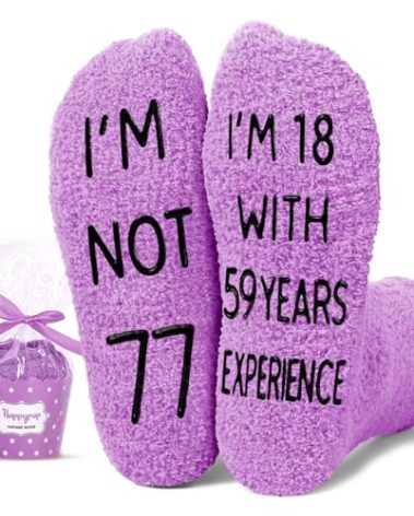 HAPPYPOP 77th Birthday Gift Ideas - Socks for 77 Year Old Lady, Best Gifts for Older Women over 77