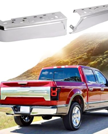 Rear Bumper End Cap Compatible with 2015-2020 Ford F150 w/o Parking Sensor Hole Steel Bumper Guard Pad Cover Chrome Silvery Left & Right FO1102380