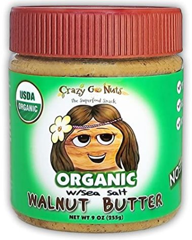 Crazy Go Nuts Organic Walnut Butter - Plain w/ Sea Salt - Healthy Snacks, Keto, Vegan, Low Carb, Gluten Free, Superfood - Natural, Non-GMO, ALA, Omega 3 Fatty Acids, Good Fats and Antioxidants - 9 oz (1-Pack)