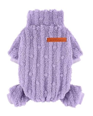 Dog Pajamas for Small Dogs Boy Girl, Turtleneck Pullover Sweater Thick Warm Clothes, Cold Weather Fleece Coat, Puppy Pjs Chihuahua Yorkie Winter Onesies Pet Doggie Male Female (Purple, Small)