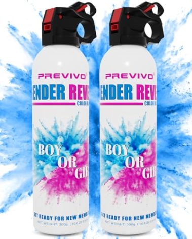 Previvo Gender Reveal Fire Extinguisher Set - 2 Pcs Bule Smoke Spray -100% Biodegradable Party Supplies- For Memorable Baby Gender Reveal Decorations &Ideas(Large Size)