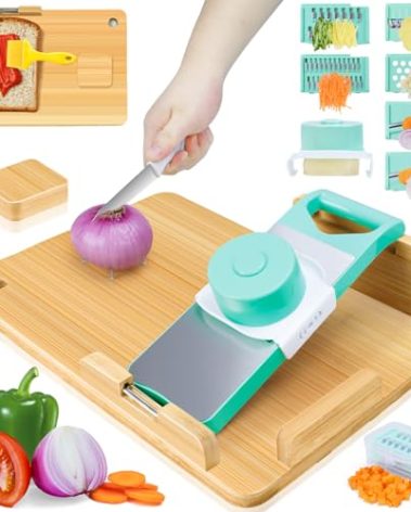Adaptive One-Handed Cutting Board, Handicap Kitchen Tools with Bread Stops and Steel Spikes, Easy to Clean, Ideal Gifts for Senior Citizens, Stroke Survivors and Amputees